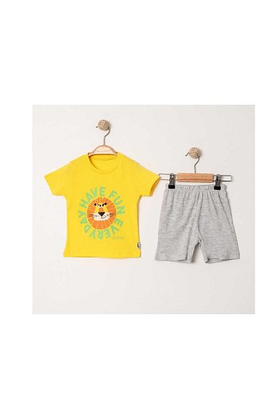 TRENDİMİZBİR Have Fun Tiger Printed Baby Boy Summer Top and Bottom Set – Yellow