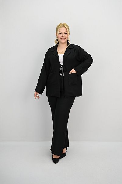 Koza Butik بدلة نسائية فضفاضة ذات أرجل واسعة مقاس كبير 8195-25