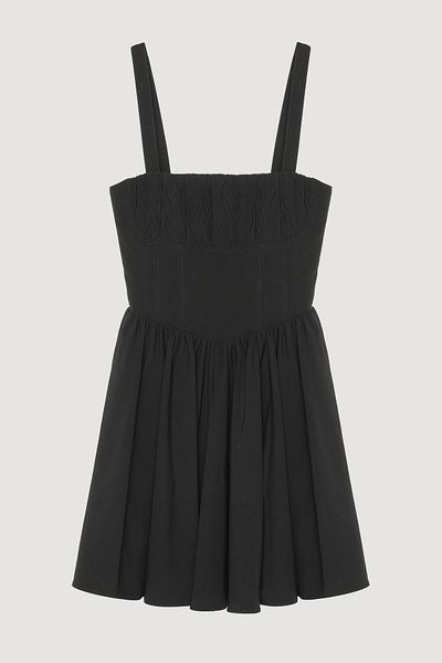 Quzu Mini rochie plisată cu bretele groase Negru