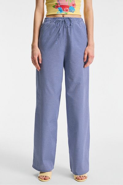 GRIMELANGE Nilah Women's Oversize High Waist Wide Leg Blue / Patterned Trousers