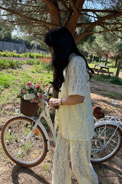 Seda Yalçın Atelier Yellow Lace Shirt Pants Set