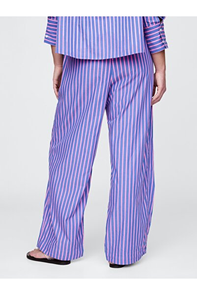 GAP Kadın Mavi %100 Organik Pamuk Poplin Easy Wide-Leg Pantolon