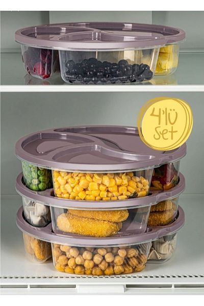 VİZYON 3 Compartment Refrigerator - Storage Container with Lid, Diet Food Container, Large Size I