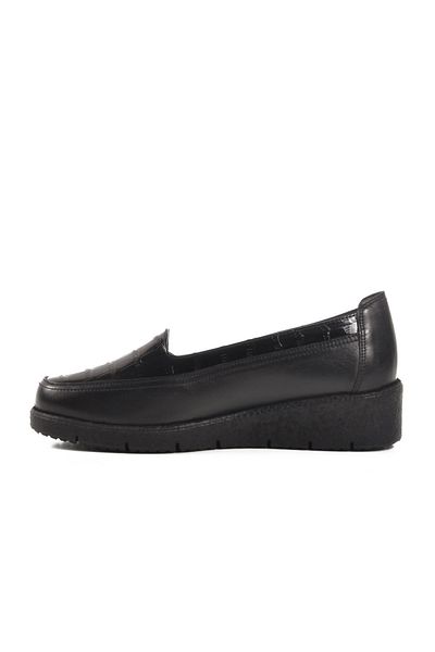 WALKWAY Bb092 Z Black Genuine Leather Women's Casual Shoes