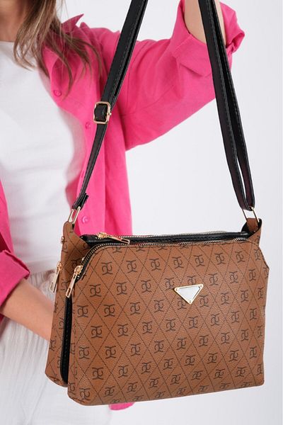 Newish Polo Women's Monogram Patterned Long Strap Cross Shoulder Bag – Tan