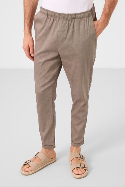 TOMMY LIFE Ανδρικό παντελόνι Camel Standard Fit Woven Light εύκαμπτο Chino - 82178