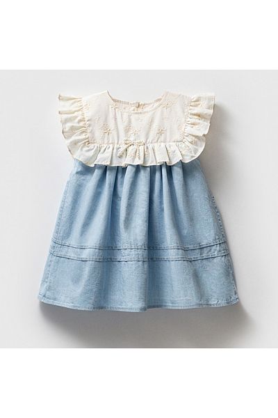 limebabies Noynoy Baby Girls 6-9-12-18 Months Jeans Dress with Brode Robes