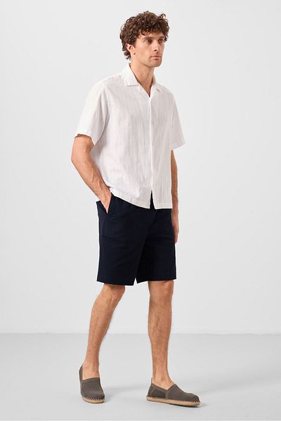 TOMMY LIFE Pantaloni scurți chino pentru bărbați, țesuți, flexibili, albastru bleumarin - 81289