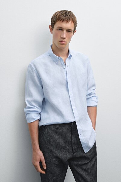 Massimo Dutti %100 keten regular fit gömlek