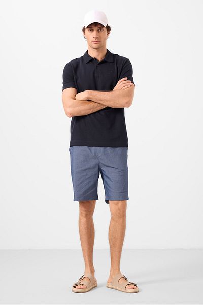 TOMMY LIFE Ανδρικό σορτς Chino τζιν Navy Blue Standard Fit υφαντό ελαφρώς ελαστικό - 81291