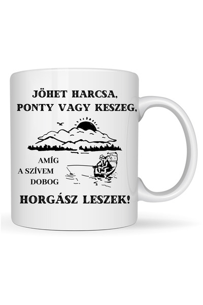 OEM Προσωποποιημένη λευκή κούπα "Jöhet harcsa, ponty vagy keszeg... horgasz l...