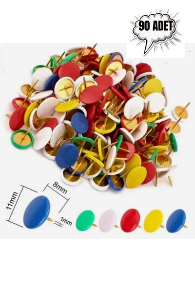 Glanart Colorful Pushpin 90 Pcs 1 Pack Pvc Coated Head