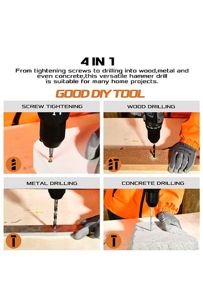kseibi Cordless Hammer Drill 20v for Drilling Holes Driving Screws and Removing Stubborn Screws