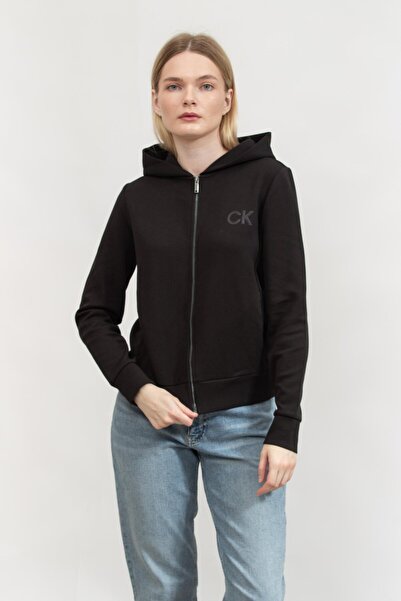 Calvin Klein Kadın Fermuarlı Sweatshirt Siyah