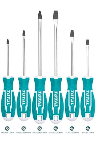 TOTAL TOTAL Set of 6 Screwdrivers with Slotted and Phillips