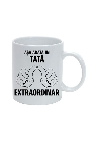 OEM Cană albă personalizată „Așa arată un tată extraordinar”, INOVATIX®. 330ml