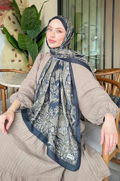 lamelif Retro Pattern Soft Shawl Gold