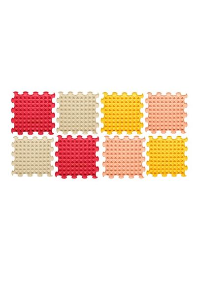 ORTOTO Orthopedic, sensory mat, puzzle set, 8 pieces, Little Pyramids pattern, soft texture, Multicolor