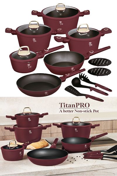 Berlinger Haus Set de vase de gătit acoperite cu titan din 15 piese din Colecția Leonardo