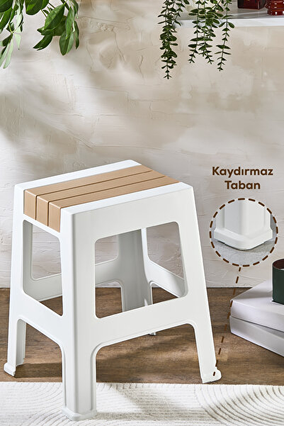 Vienev Plastik Büyük Tabure Kahverengi