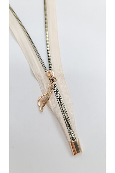 ÜNSALAN HOBİ حقيبة بسحاب مقاس 35 سم باللون الذهبي الكريمي، ملحق بسحاب حقيبة ق...