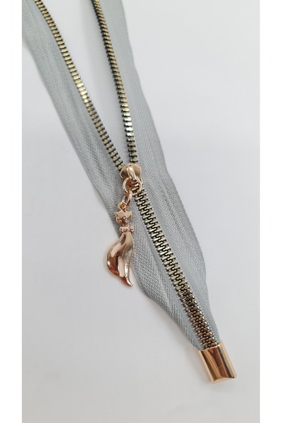 ÜNSALAN HOBİ Gri Çanta Fermuarı 100cm Kemik Gold Diş Ve Anahtar Detaylı Sağla...