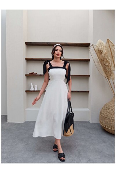 ESRAHELVACI Λινό φόρεμα με δέσιμο στους ώμους