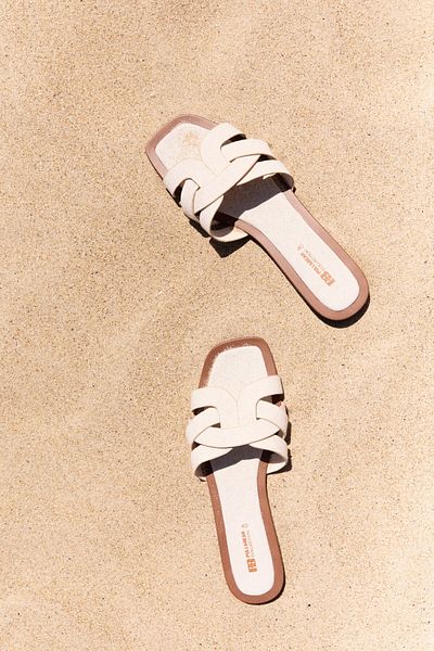 Pull & Bear Fabric flat slider sandals