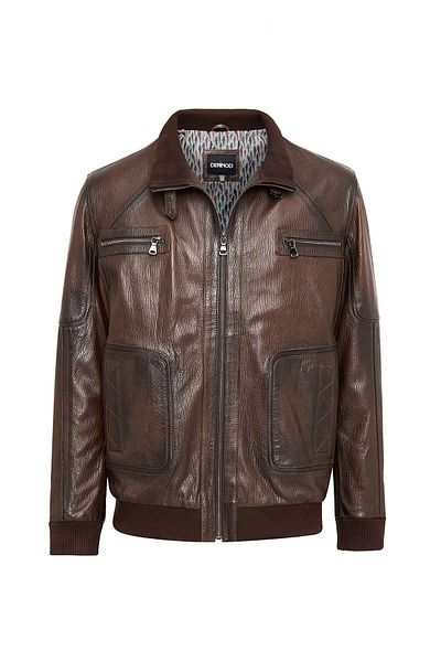 Derimod Felix (Plus) Men's Brown Leather Jacket 24Wgd6560Mw