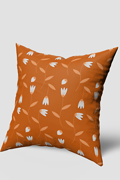 EsnafAli Πορτοκαλί και λευκό λουλούδι με μοτίβο μαξιλαροθήκη