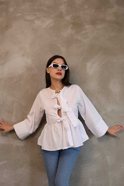 stcococix since 1990 Poplin Fabric Bow Baby Collar Blouse