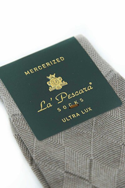 La Pescara Μπεζ μοτίβο διαμαντιού 12 τεμαχίων Ultra Luxury Mercerized ανδρικές κάλτσες CRP333