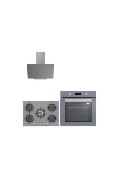 Silverline 3'lü Ankastre Set Gri Cam Set BO6502S02-3481 Gri -CS5622S01