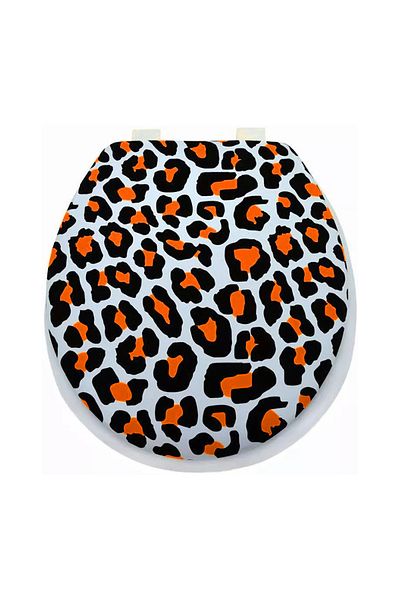flores Toilet seat with sponge, Leopard print, KY5132, 400 x 360 mm