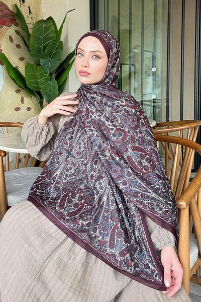 lamelif Retro Pattern Soft Shawl Bitter Brown