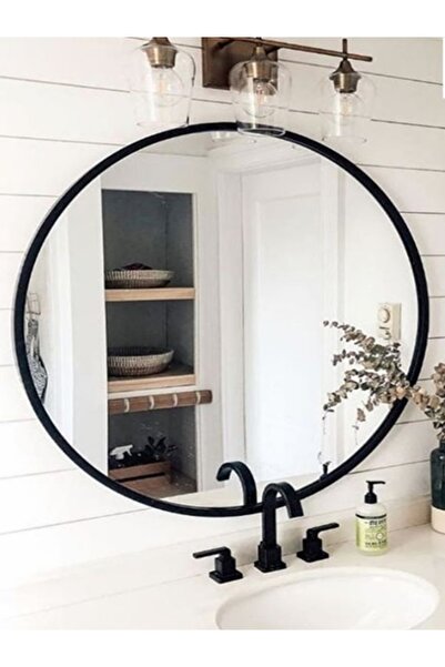ÖZGLASSİNG Siyah Yuvarlak Ayna R45