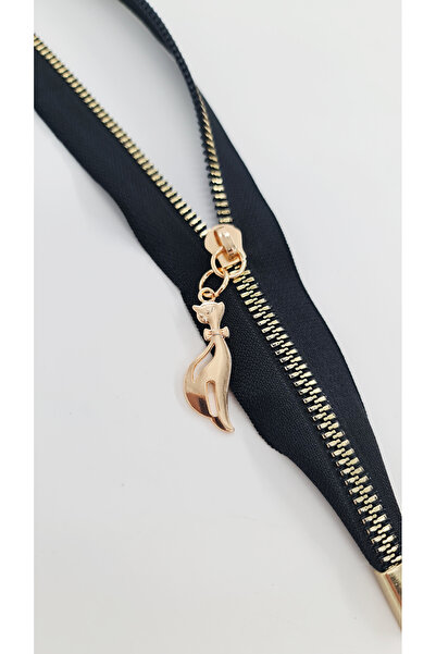 ÜNSALAN HOBİ Çanta Fermuarı 35 Cm Siyah Gold Aksesuar Elcik Ve Stop Detaylı S...