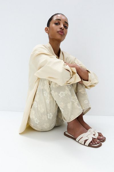 Pull & Bear Fabric flat slider sandals