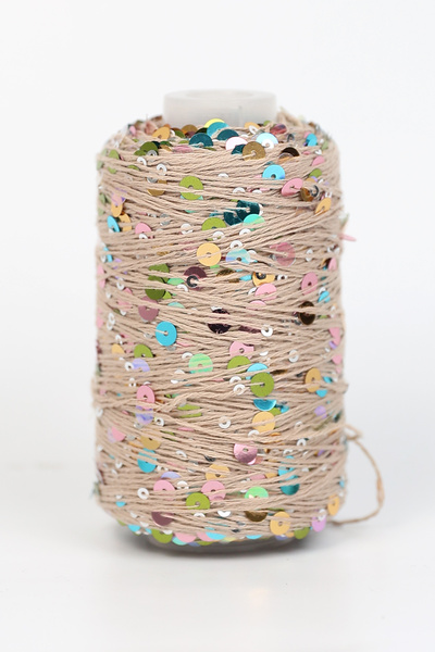 MODUMUZ RAHATLIK Pullu İp 100 gramlık bobinlerinde 320 metre uzunluk Pul Boyutu: 3mm+6mm