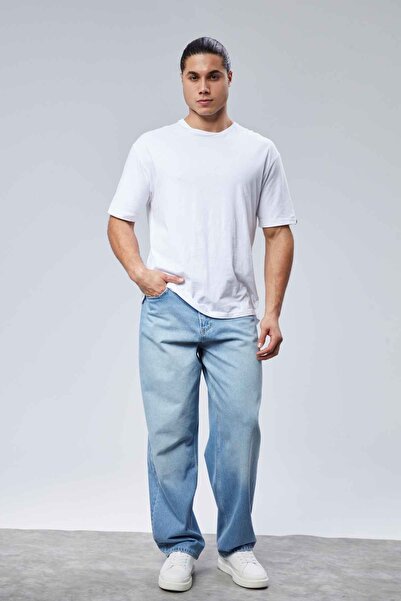 CEDY DENIM High Quality Men's High Waist Baggy Skater Jean Light Blue-C364