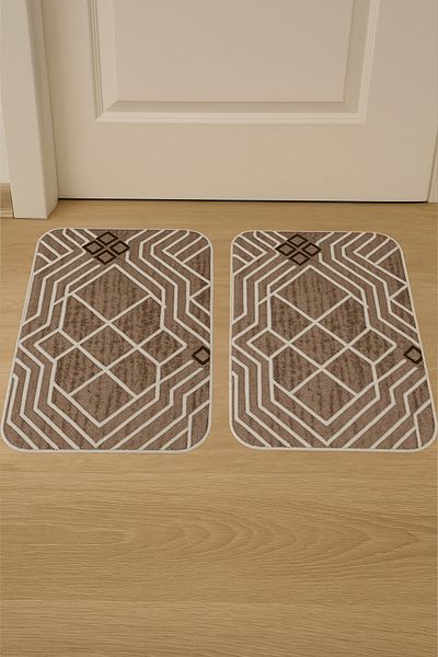 Evlen Home Collection Ψηφιακή εκτύπωση Αντιολισθητική βάση 2 τεμαχίων Σετ χαλάκια 40x60 cm Χαλάκι μπάνιου Πόρτας Μπροστινό χαλάκι πόρτας Μοτίβο ακίδας