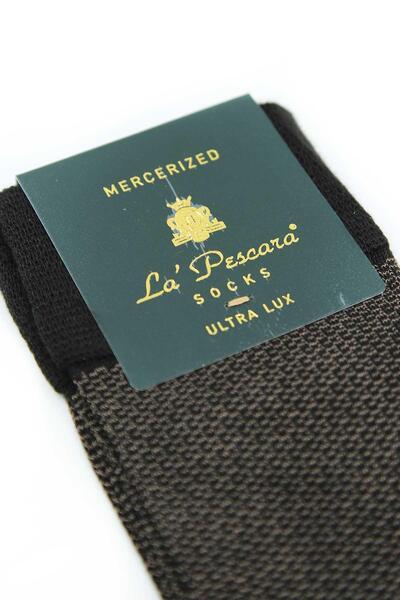 La Pescara Ανδρικές κάλτσες με μοτίβο καφέ κουκκίδων 12 τεμαχίων Ultra Luxury Mercerized CRP318