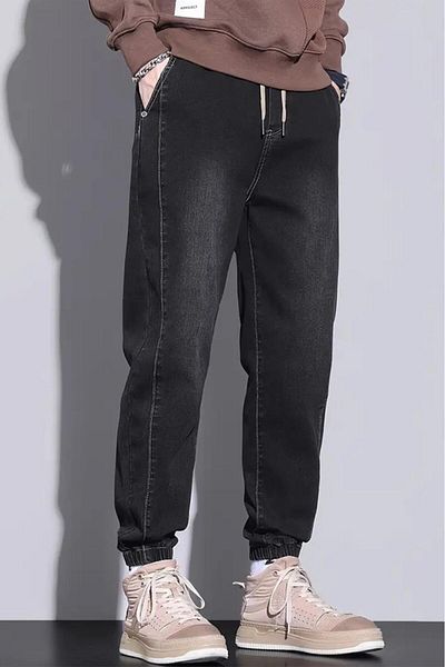 Oksit Reax Simon Men's Jean Pants with Elastic Waist and Leg Drawstring Jogger Cut