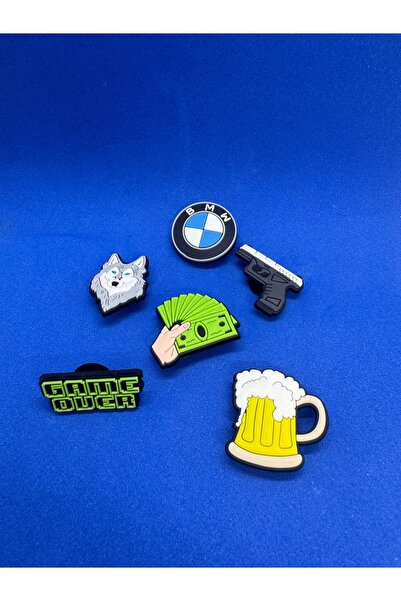 Erkek Temalı BMW Charm 6'lı Premium İthal Sandalet terlik Süsleri /