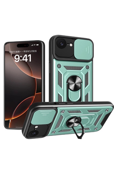 m.tk moveteck iPhone 16E Kılıf Kamera Korumalı Sürgülü Yüzüklü Armor Military...