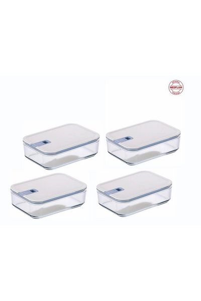 NEOFLAM Perfect Seal Rectangular Glass Storage Container Set 4 Pieces 1600ml