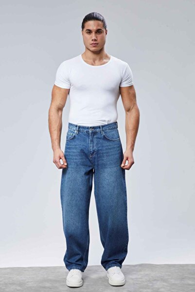 CEDY DENIM Υψηλής ποιότητας Ανδρικό Ψηλόμεσο Φαρδύ Skater Jean Blue-c364