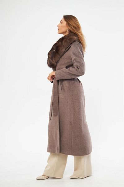 ladrans Max Size Cashmere Coat with Fur Collar Detail