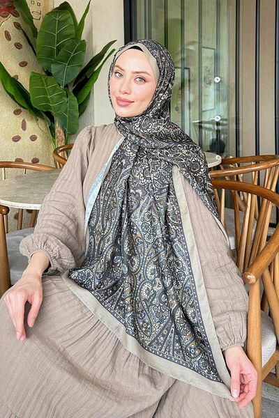 lamelif Retro Pattern Soft Shawl Mint Green