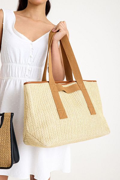 gio&mi Luna Raffia Paper Rope Straw Shoulder Bag